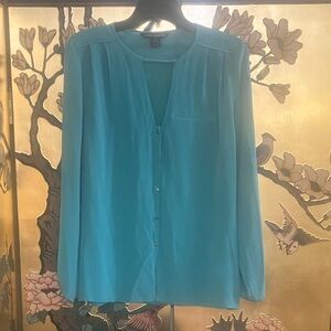 French Connection Teal Silk Blouse